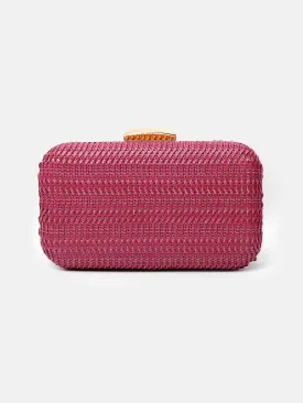 ALEXANDRA TEXTURED BOXY CLUTCH BAG IN RED