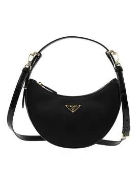 Arque Re-Nylon Brushed Leather Mini Shoulder Bag Black