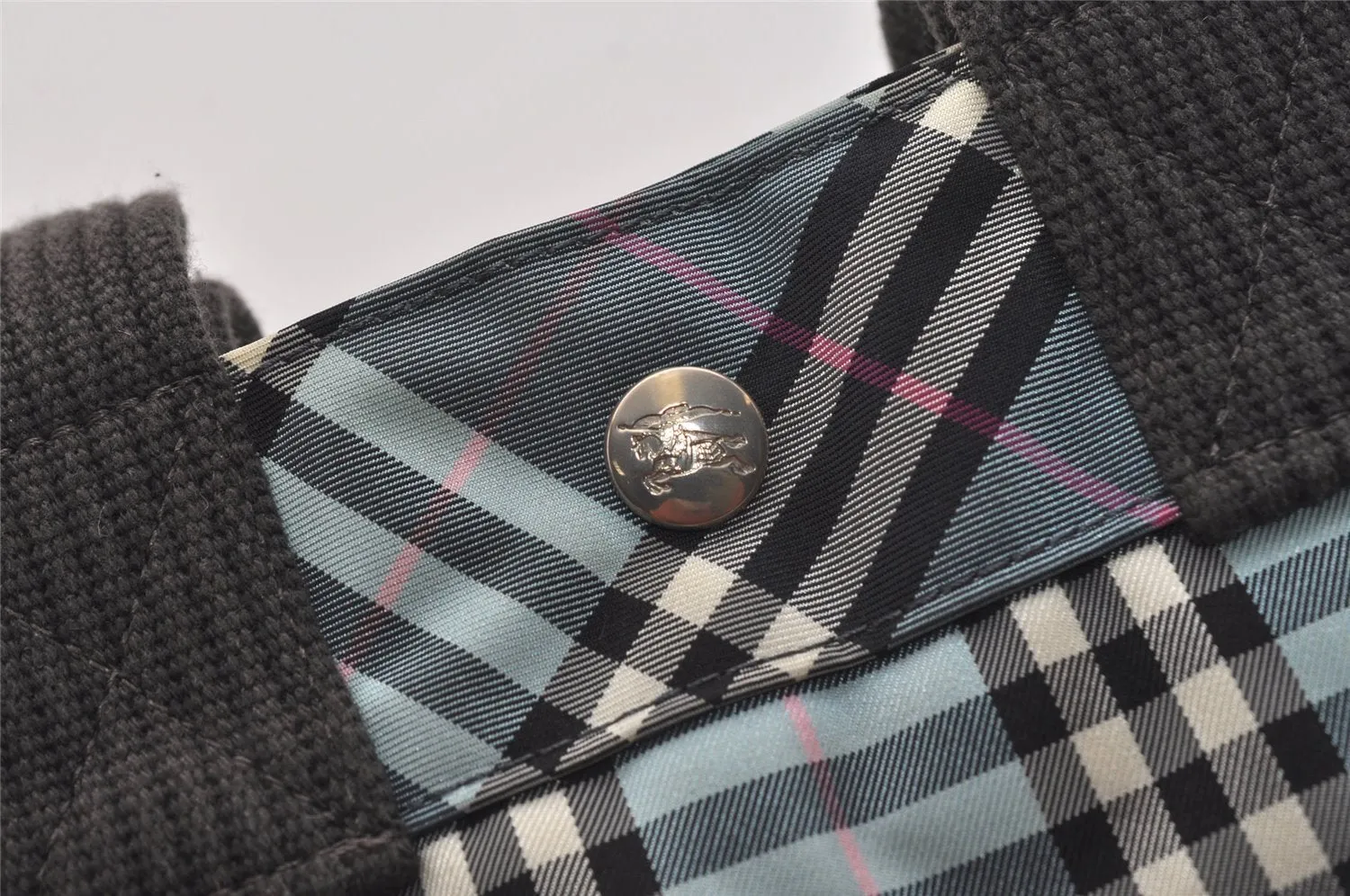 Authentic BURBERRY BLUE LABEL Check Shoulder Hand Tote Bag Nylon Blue 2782J