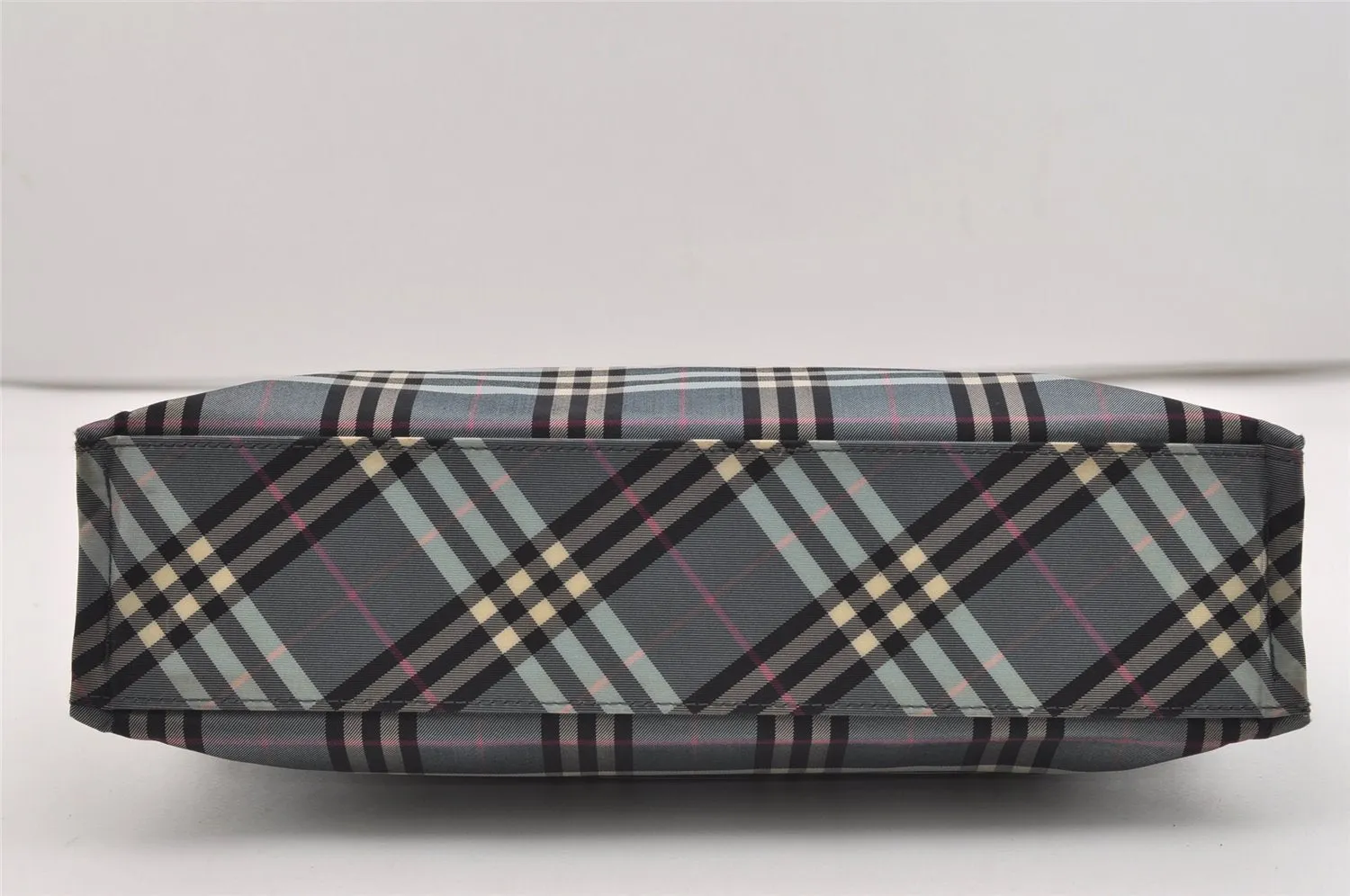 Authentic BURBERRY BLUE LABEL Check Shoulder Hand Tote Bag Nylon Blue 2782J