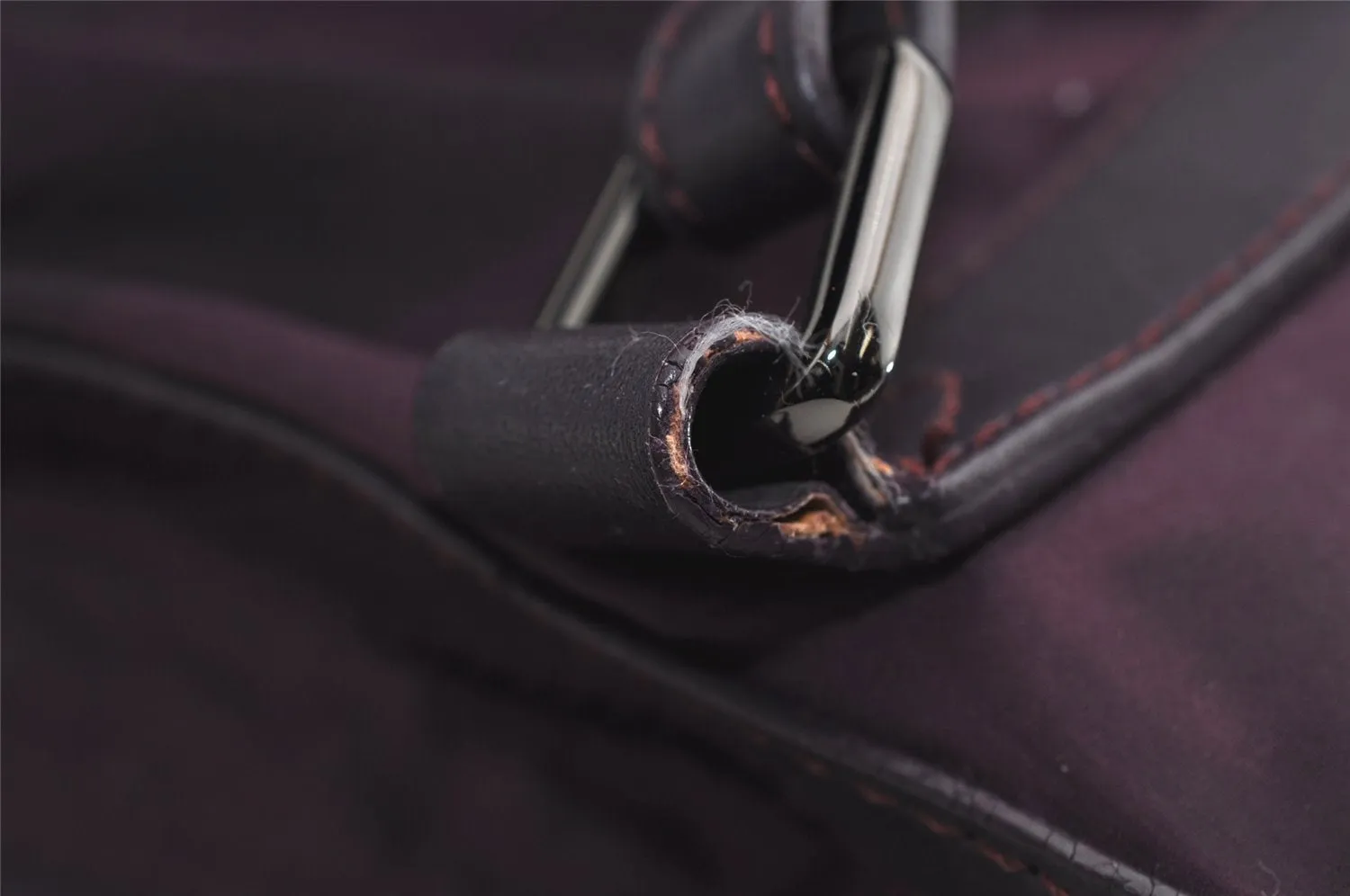 Authentic BURBERRY Check Shoulder Hand Bag Polyester Leather Purple 9094I