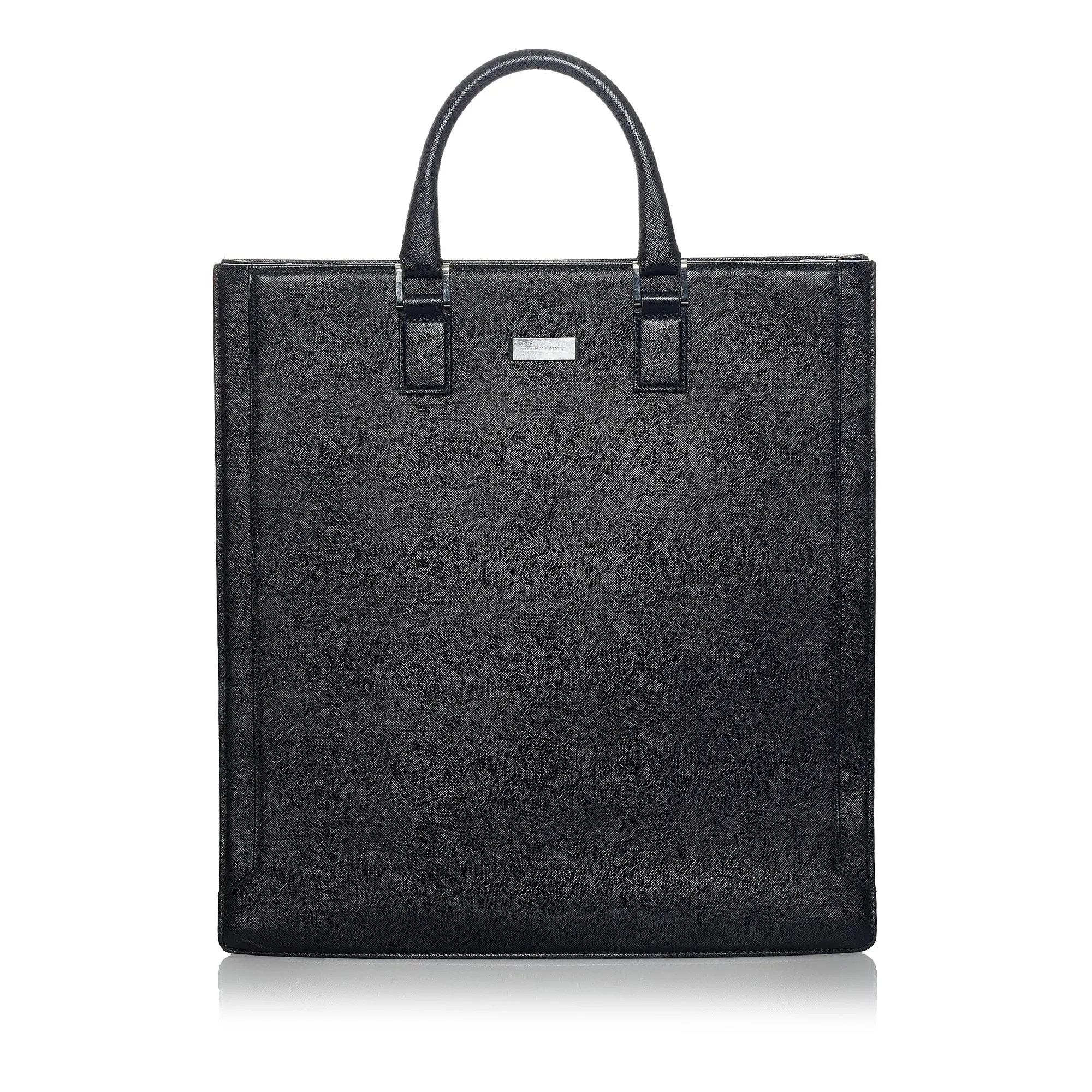 Black Burberry Leather Tote Bag