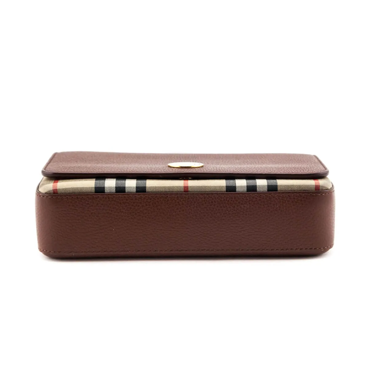 Burberry Tan Grainy Leather & Vintage Check Hampshire Crossbody Bag