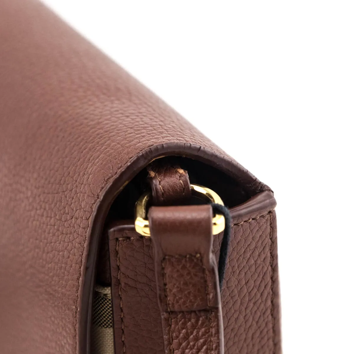 Burberry Tan Grainy Leather & Vintage Check Hampshire Crossbody Bag