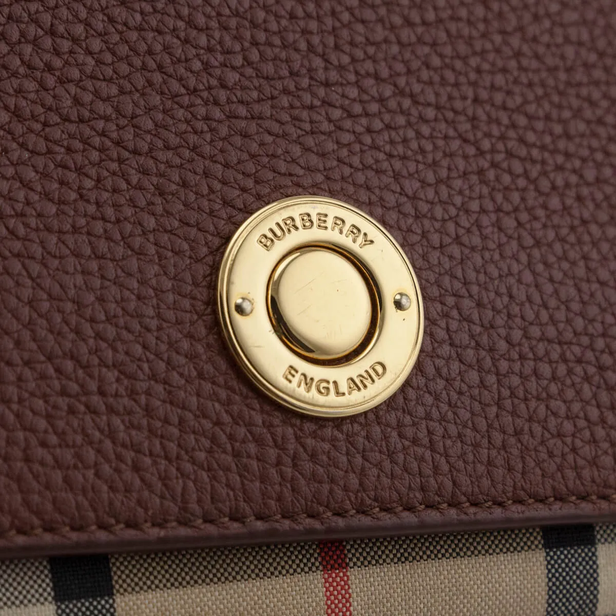 Burberry Tan Grainy Leather & Vintage Check Hampshire Crossbody Bag