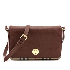 Burberry Tan Grainy Leather & Vintage Check Hampshire Crossbody Bag