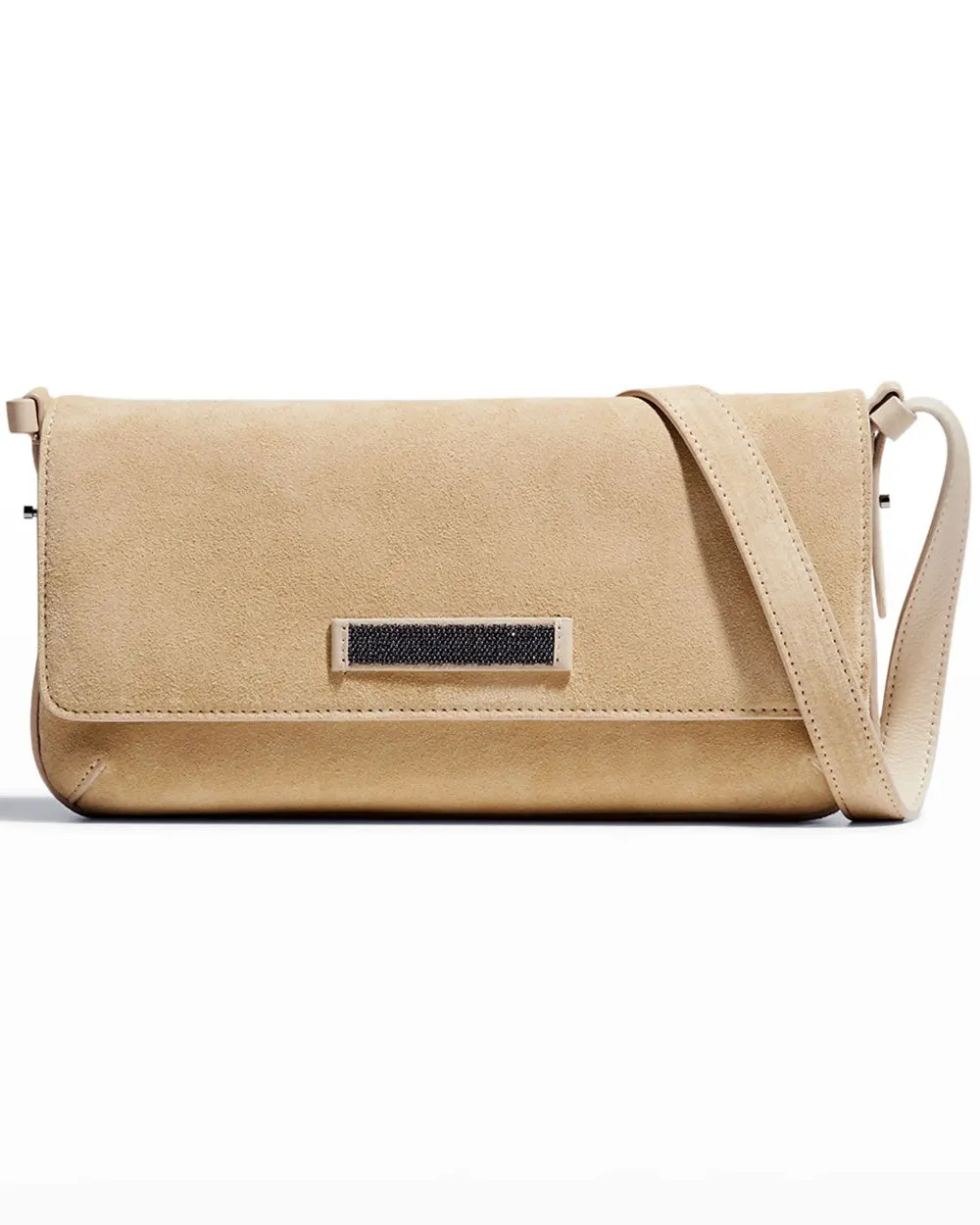Camel Suede Monili Bar East West Crossbody
