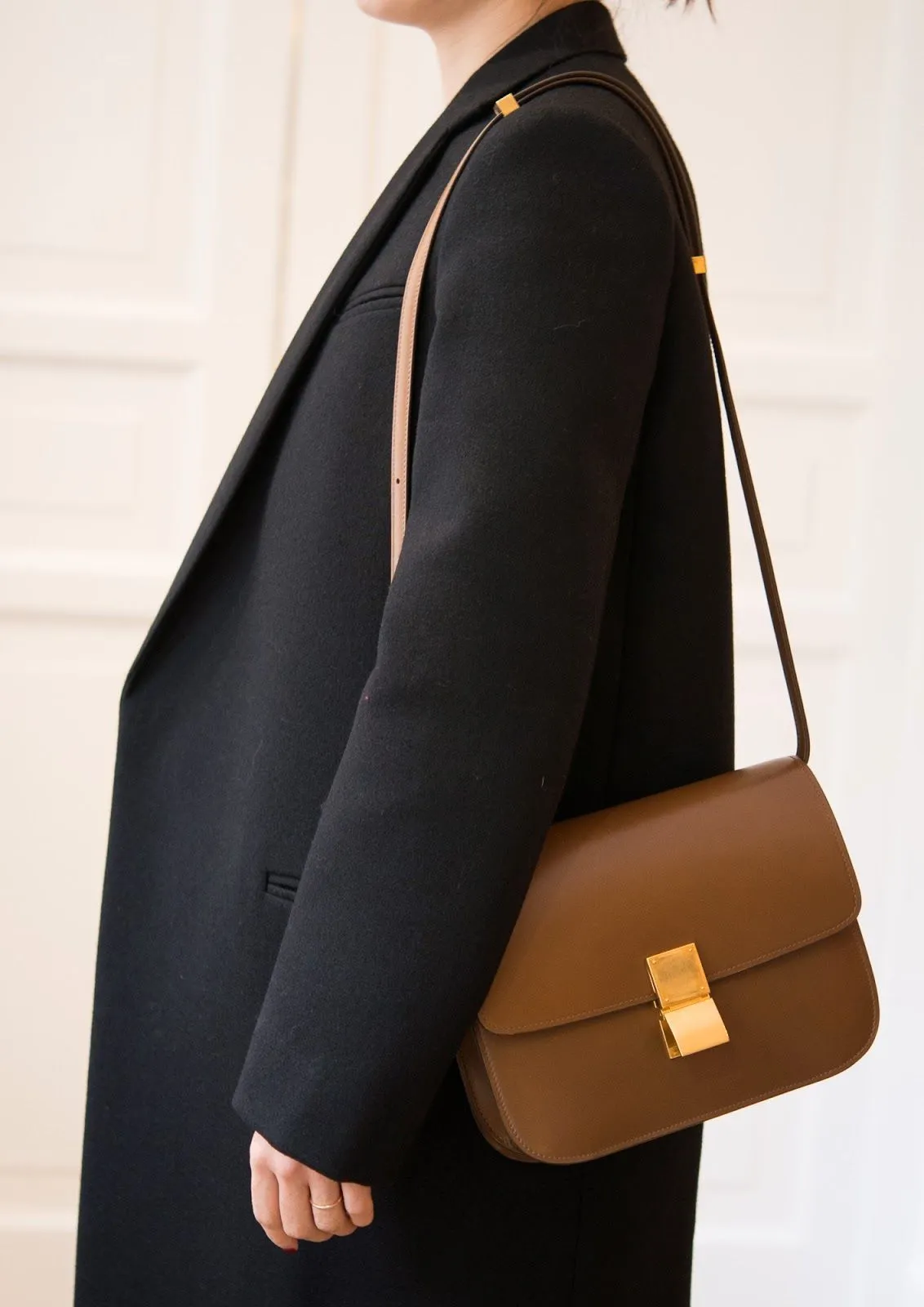 Celine Classic Box Leather Shoulder Bag Brown