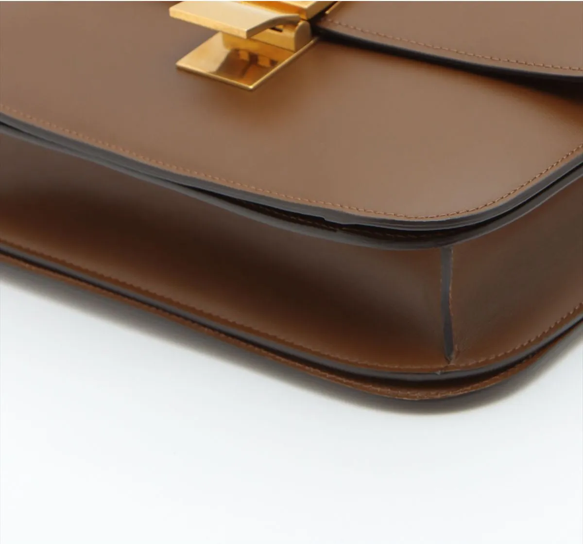 Celine Classic Box Leather Shoulder Bag Brown