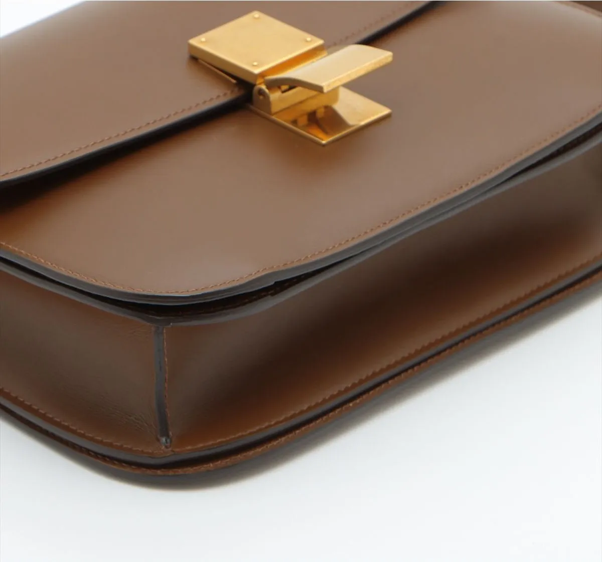 Celine Classic Box Leather Shoulder Bag Brown
