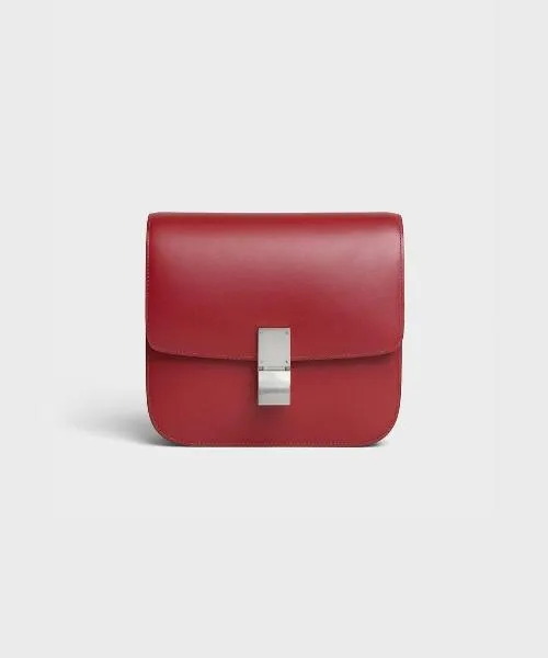 Celine Medium Classic Bag In Box Calfskin Red/Silver Hardware