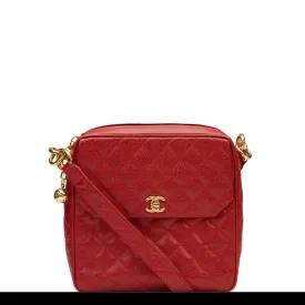Chanel Classic Flap Vintage with Gold Hardware Red Caviar Leather Cross Body Bag