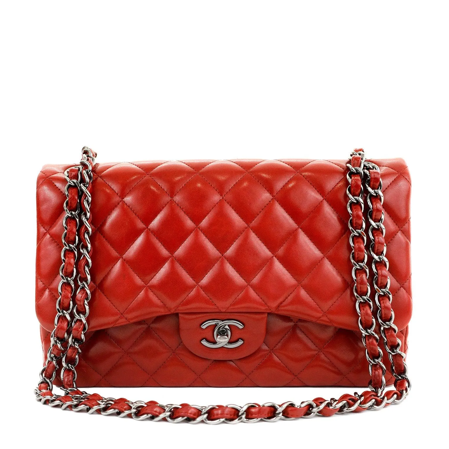 Chanel Lipstick Red Lambskin Jumbo Classic