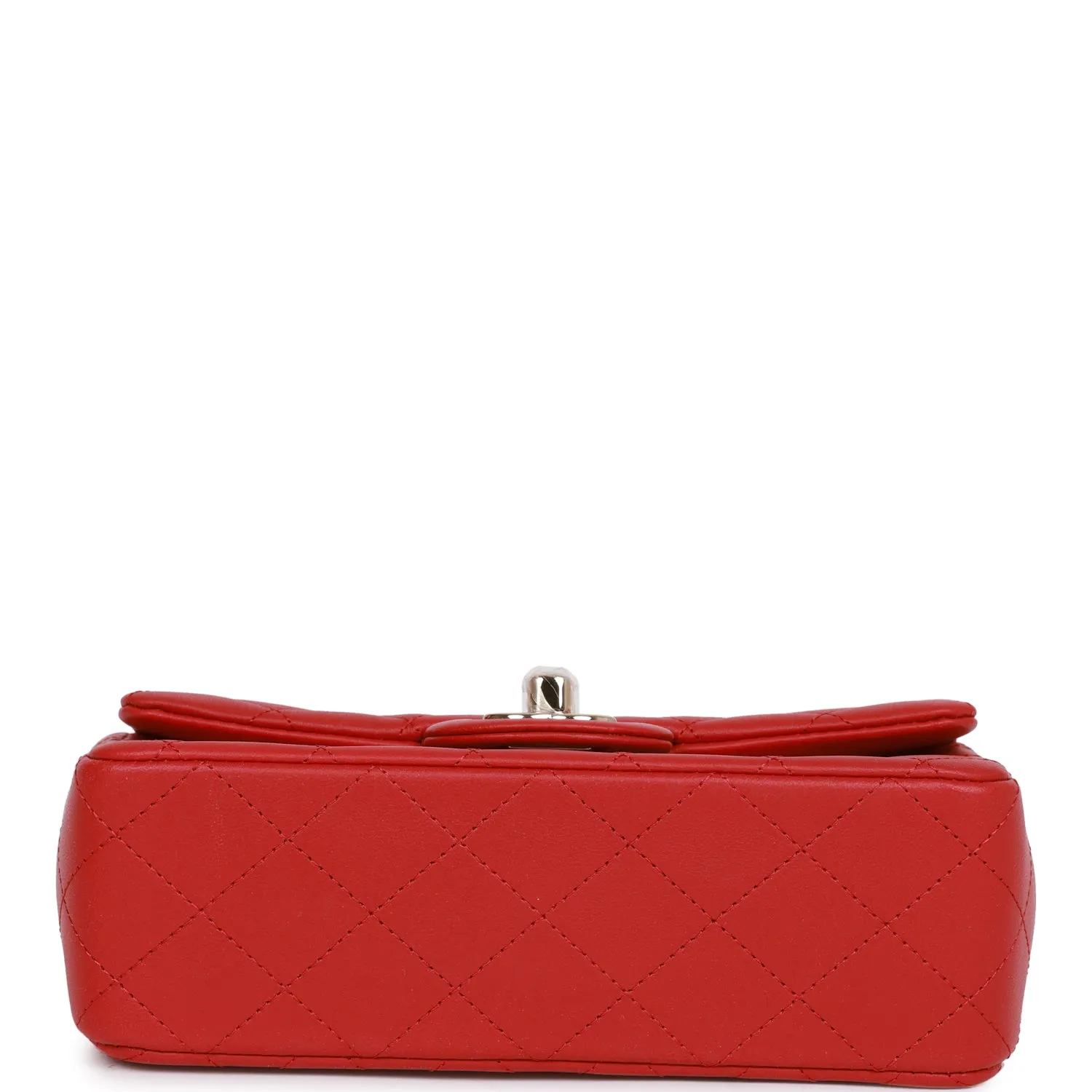 Chanel Mini Rectangular Flap Bag with Top Handle Red Lambskin Light Gold Hardware