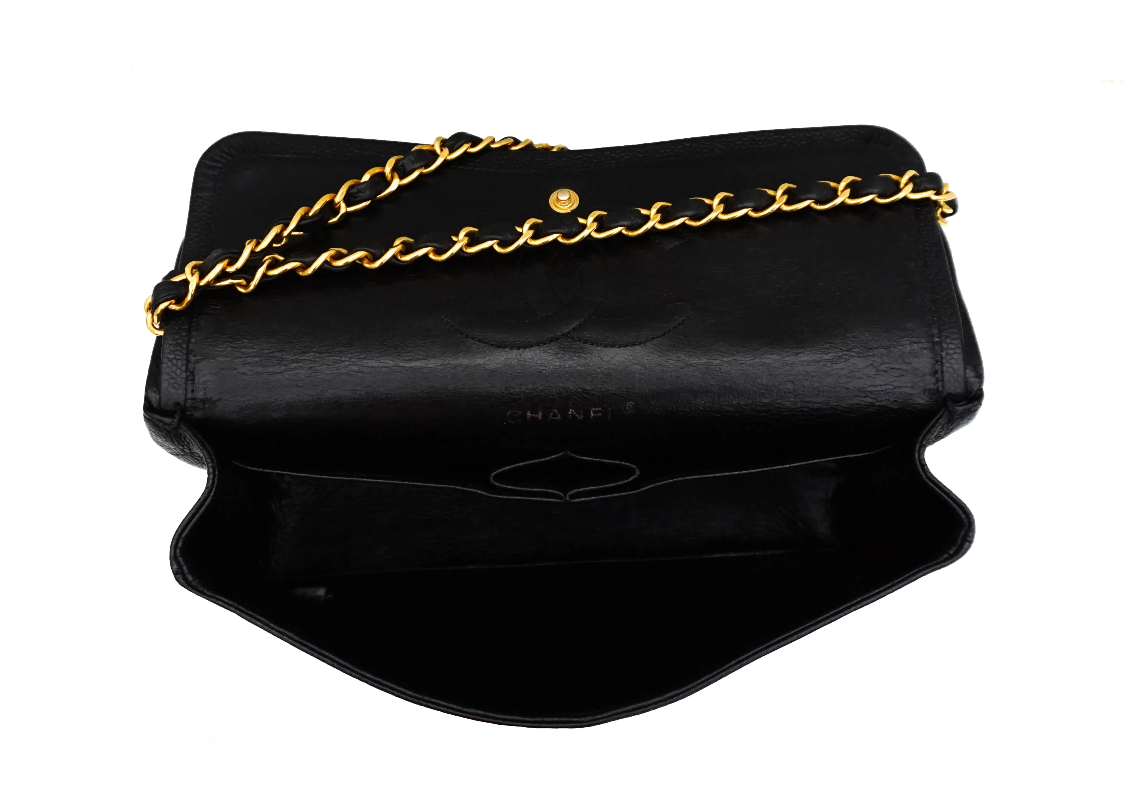 Chanel Vintage Black Caviar Medium Classic 2.55 10” Flap Bag