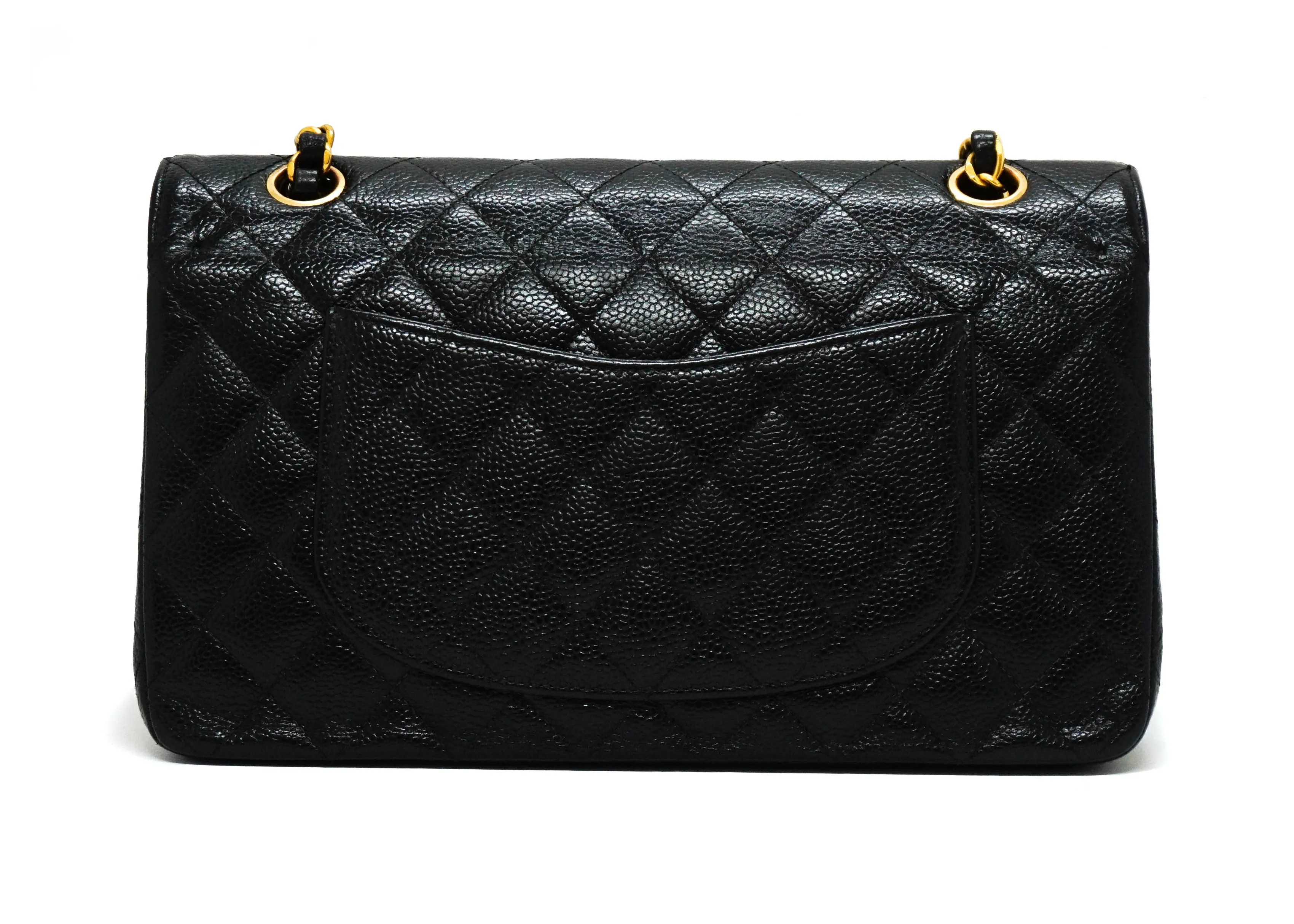Chanel Vintage Black Caviar Medium Classic 2.55 10” Flap Bag