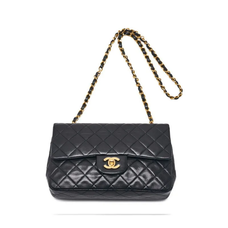 Chanel Vintage Classic Double Flap Shoulder Bag Small Black
