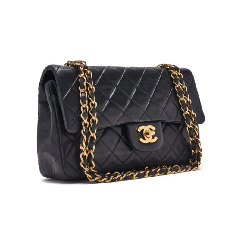 Chanel Vintage Classic Double Flap Shoulder Bag Small Black