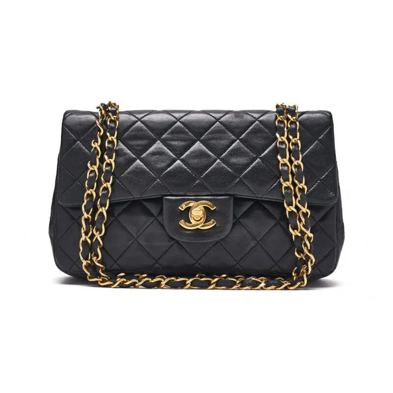 Chanel Vintage Classic Double Flap Shoulder Bag Small Black