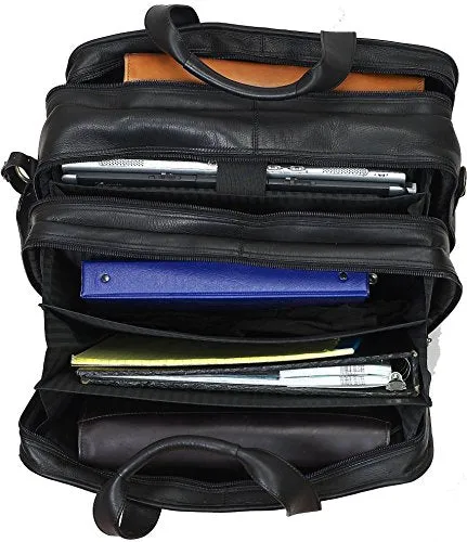 Claire Chase Executive Leather Laptop Briefcase X-Wide, Computer Bag In Saddle