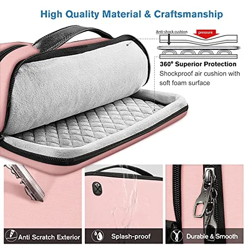 FINPAC 13-inch Laptop Shoulder Bag for 13.3'' MacBook Pro/Air, 12.9-inch iPad Pro(2018-2021), Electronics Carrying Case for Chromebook/Surface Pro/Dell/HP/Acer (Pink)