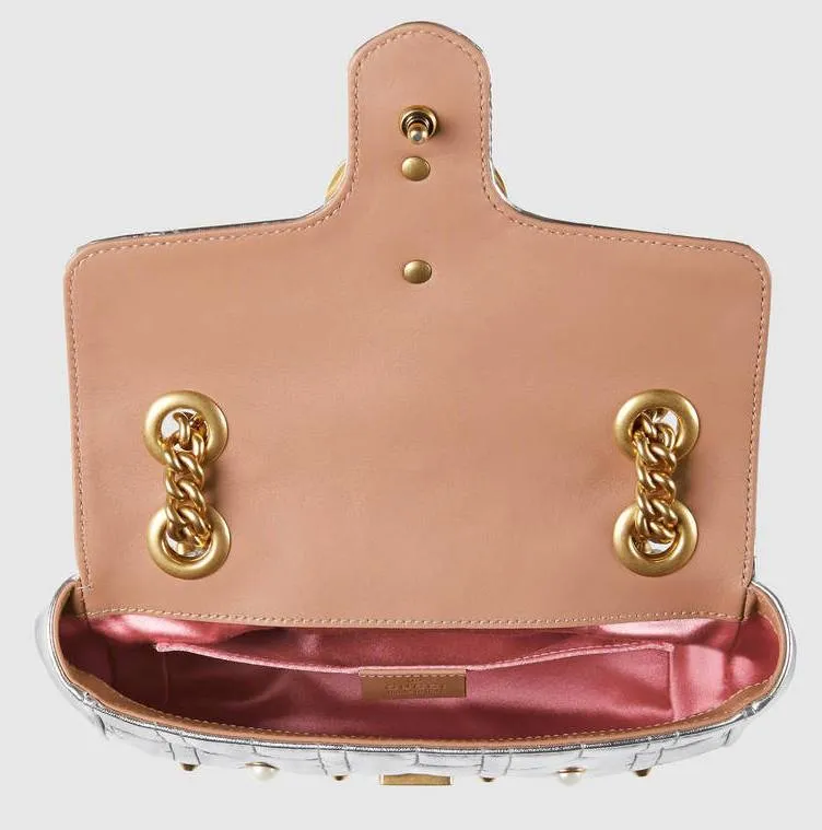 GG Marmont Matelass̩ Mini Bag, Silver