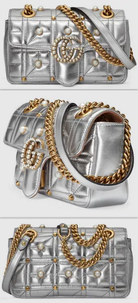 GG Marmont Matelass̩ Mini Bag, Silver