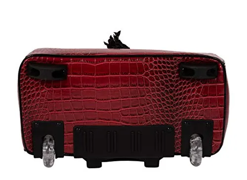 JKM and Company THE WESTLAKE Burgundy Red & Black Alligator Compatible With Computer iPad, Laptop Tablet Rolling Tote Bag Briefcase Carryall Bag