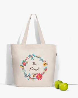 Large Zipper Tote Bag - Be Kind