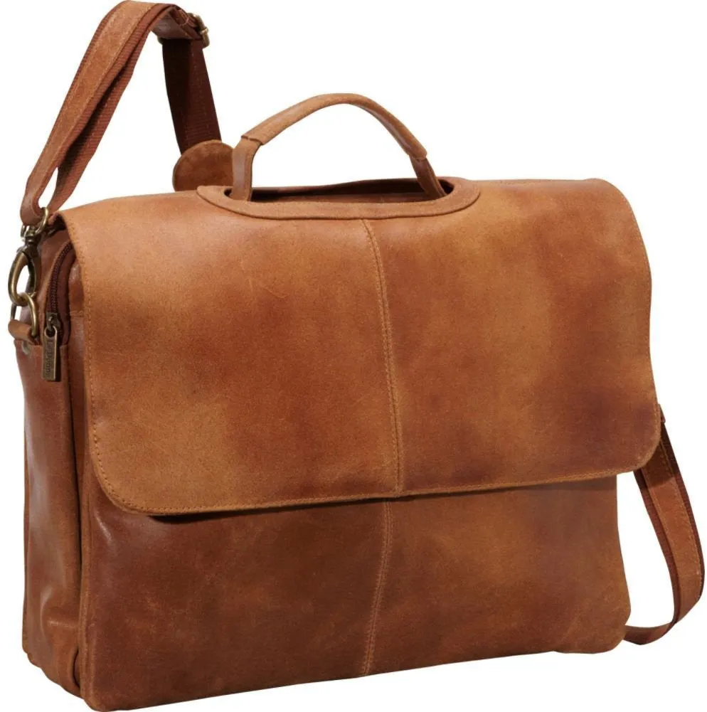 Ledonne Leather Distressed Flap Over Computer Brief