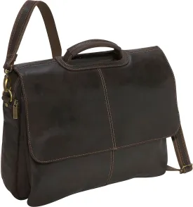 Ledonne Leather Distressed Flap Over Computer Brief