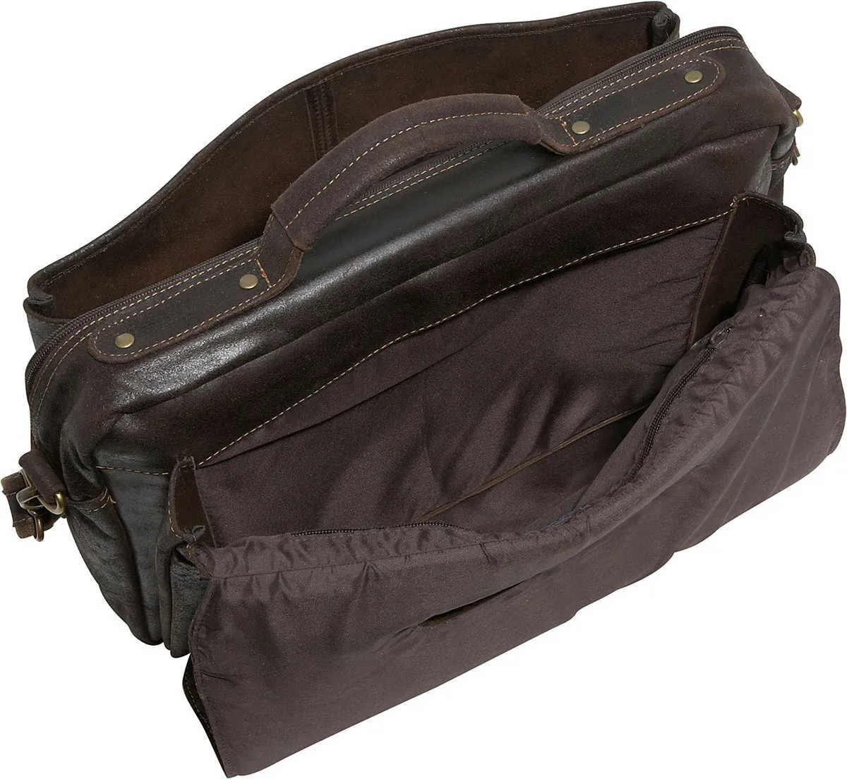 Ledonne Leather Distressed Flap Over Computer Brief