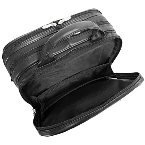 McKlein, I Series, Wicker Park, Full Grain Cashmere Napa Leather, 17" Leather Patented Detachable -Wheeled Three-Way Laptop Backpack Briefcase, Black (47195)