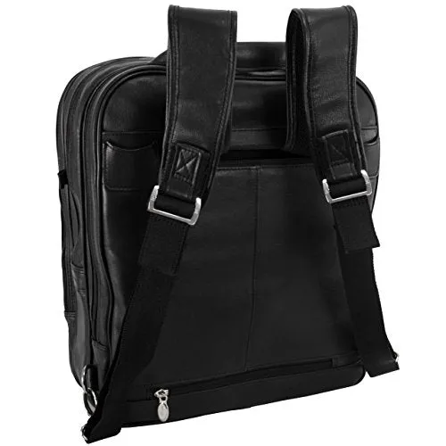 McKlein, I Series, Wicker Park, Full Grain Cashmere Napa Leather, 17" Leather Patented Detachable -Wheeled Three-Way Laptop Backpack Briefcase, Black (47195)