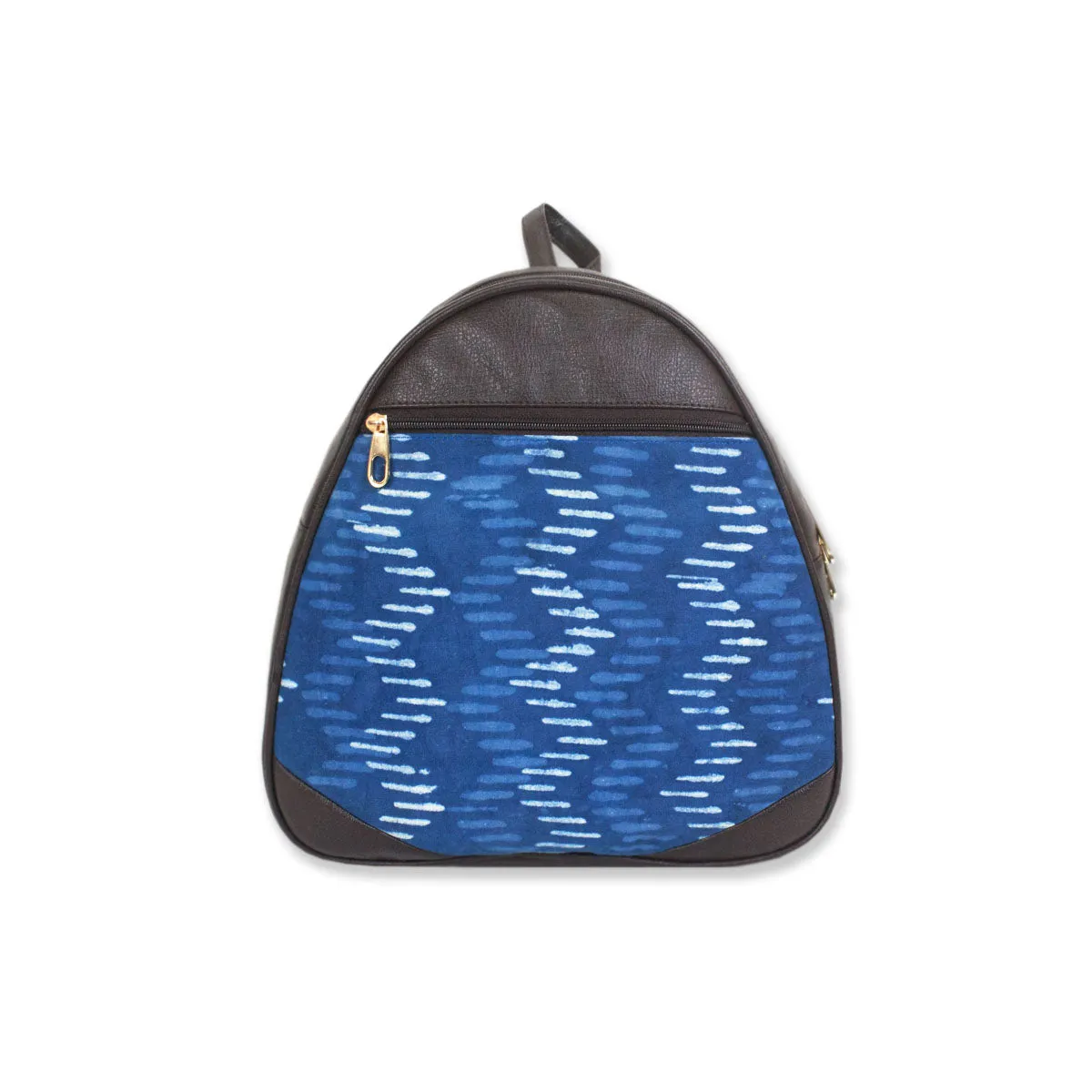 Navy Zig-zag Block-printed Backpack