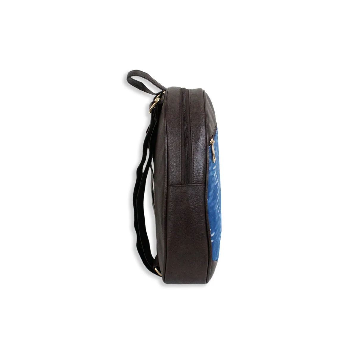 Navy Zig-zag Block-printed Backpack