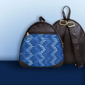 Navy Zig-zag Block-printed Backpack