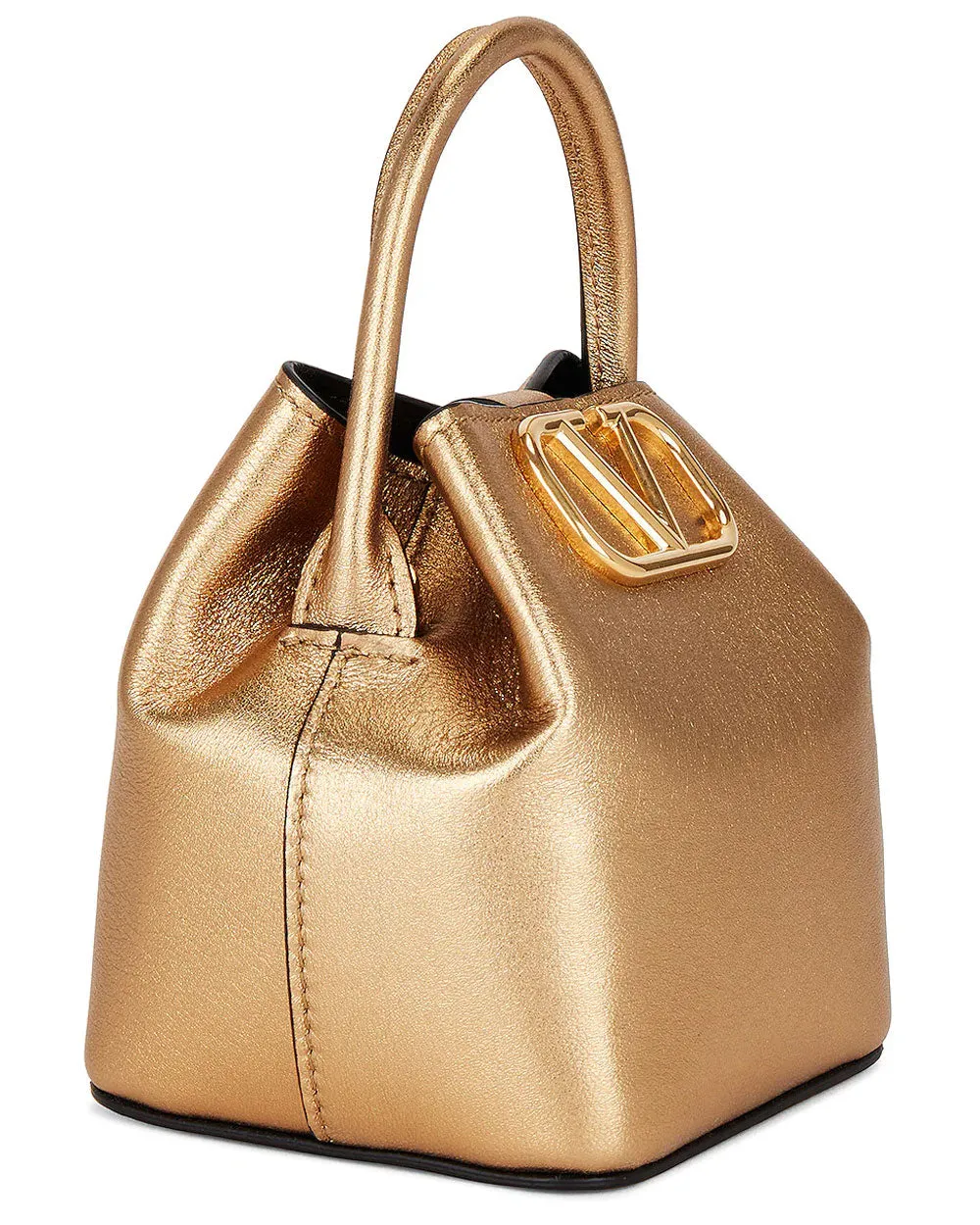 VLOGO Signature Mini Bucket Bag in Antique Brass